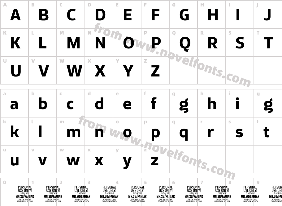 Famiar PERSONAL USE ONLY BoldCharacter Map