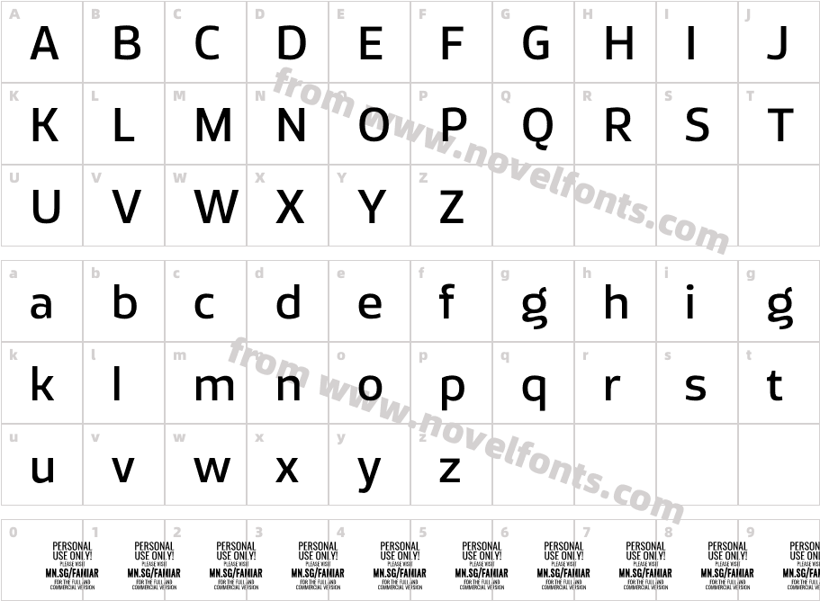 Famiar PERSONAL USE ONLY MediumCharacter Map