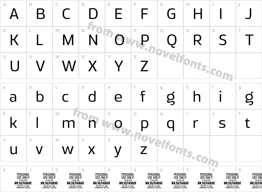 Famiar PERSONAL USE ONLY RegularCharacter Map