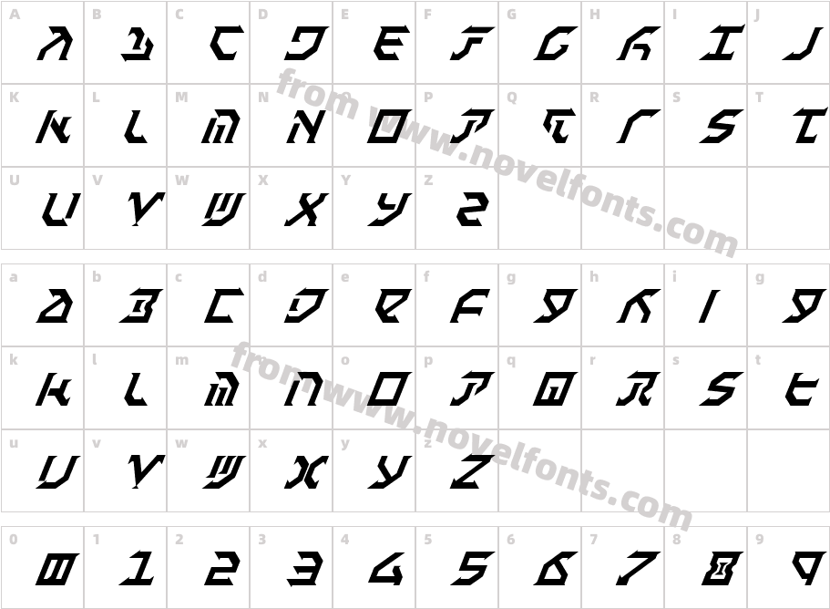 Fantazian ItalicCharacter Map