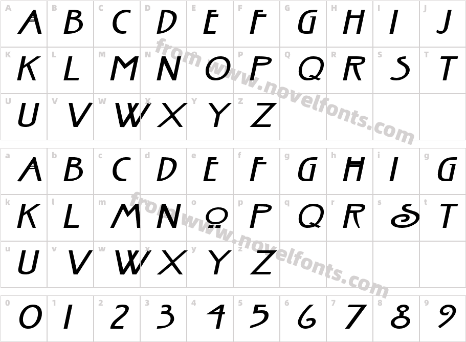 Fanzee-Extended ItalicCharacter Map