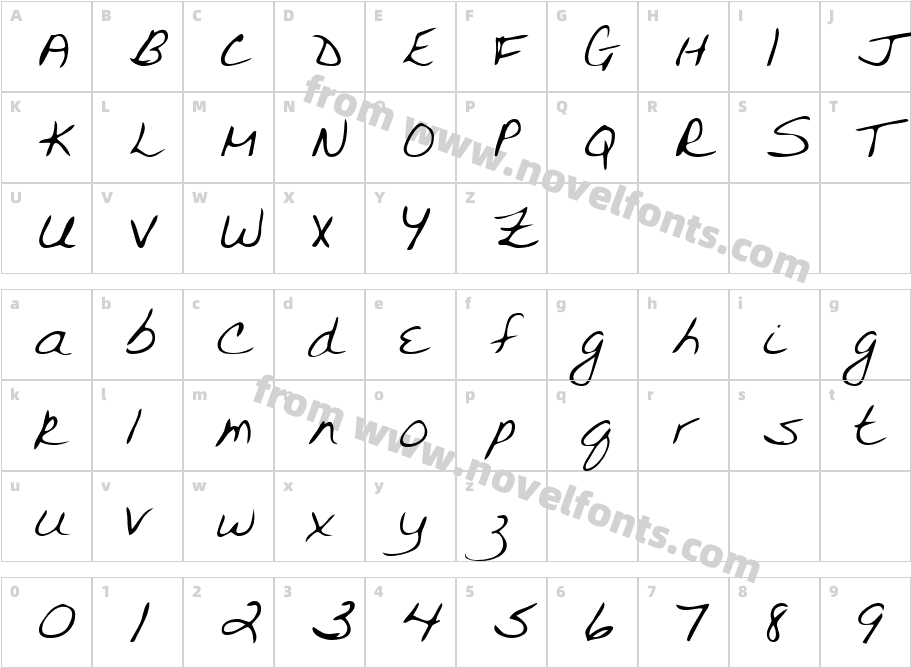 FarinasHand RegularCharacter Map