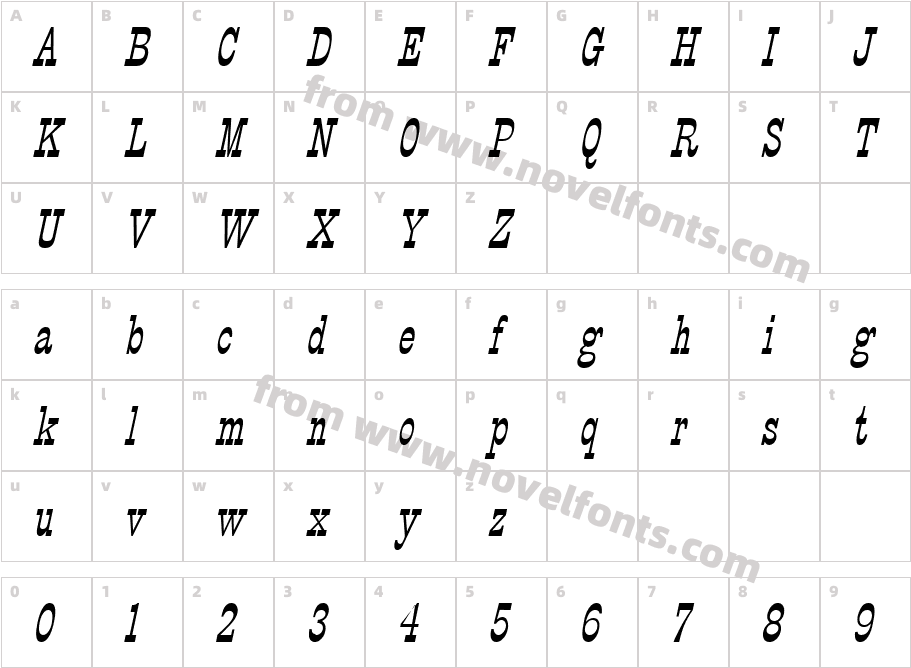 Circus Thin ItalicCharacter Map