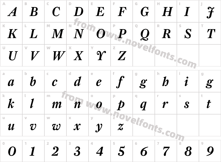 FarnhamDisplay-MediumItalCharacter Map