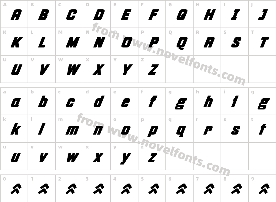 Fastup BoldCharacter Map