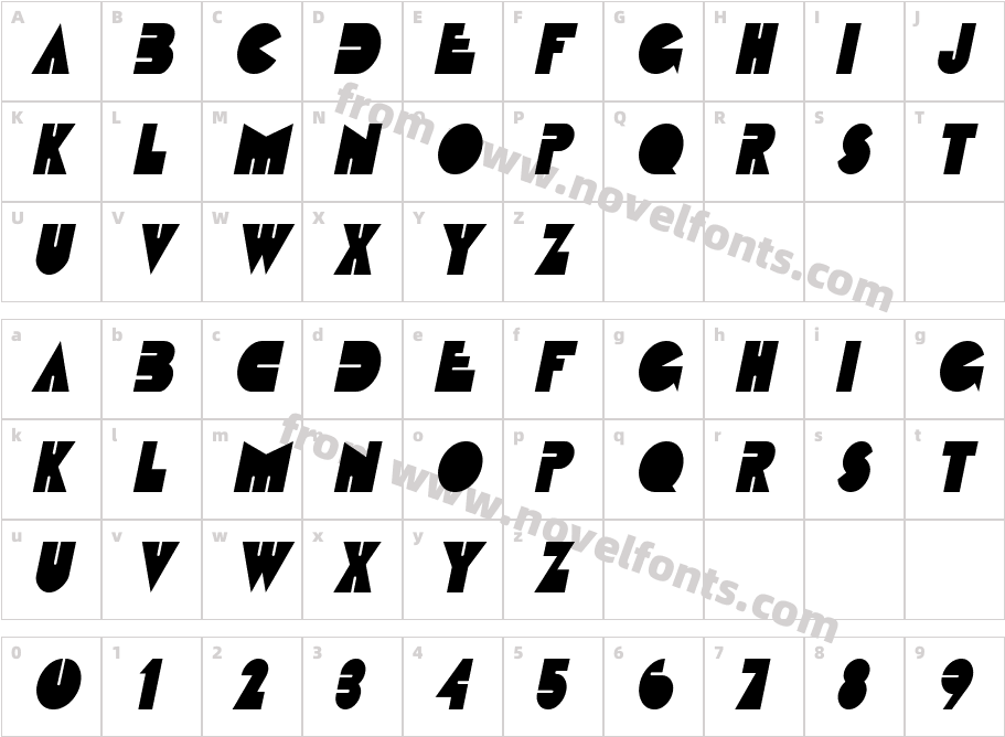 Fatso Condensed ItalicCharacter Map