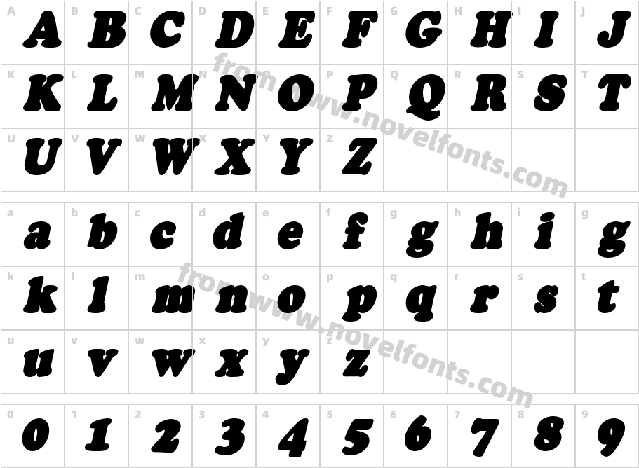 Fatso Italic CSCharacter Map