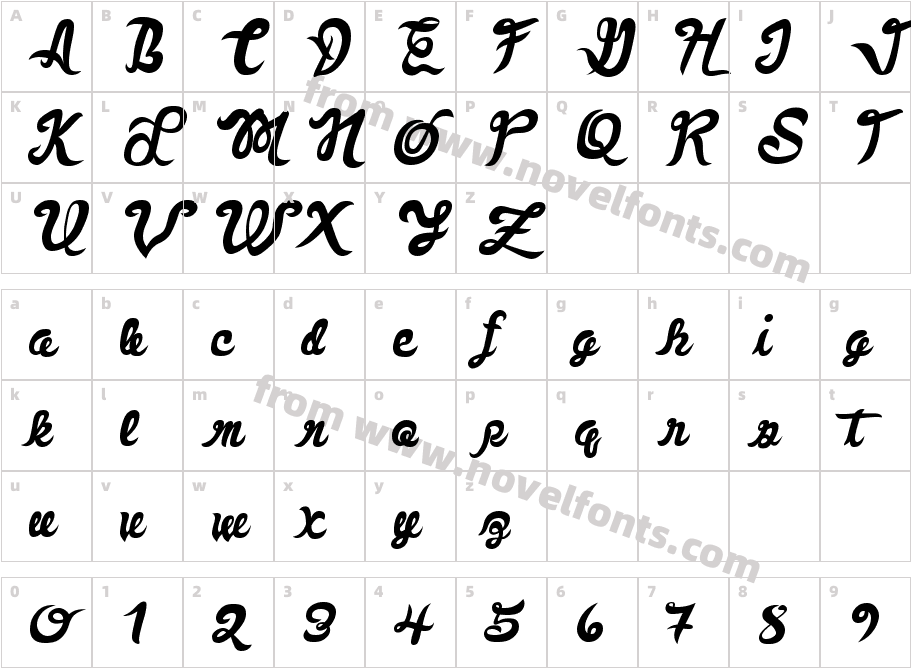 FauquierItalicCharacter Map