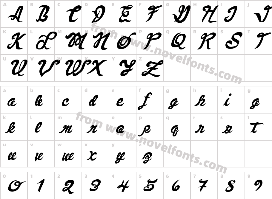 FauquierVeryItalicCharacter Map