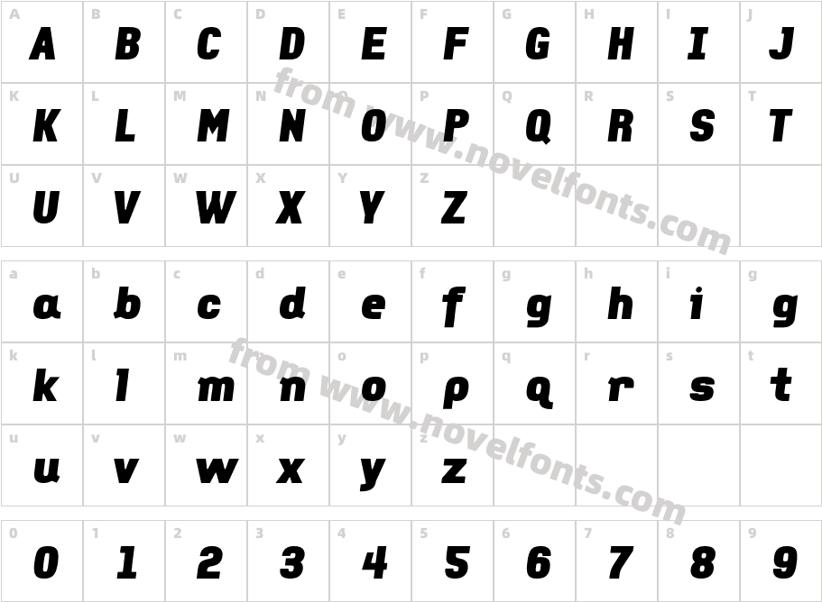 FauxCRA-ExtraBoldItalicCharacter Map