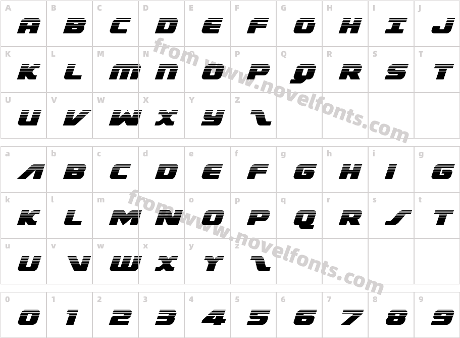 Federal Escort Halftone ItalicCharacter Map