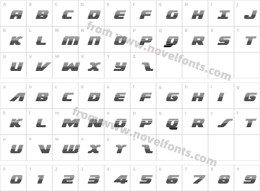 Federal Escort Scanlines ItalicCharacter Map