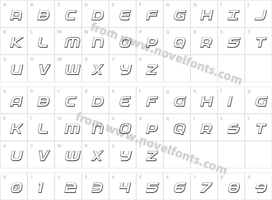 Federal Service 3D ItalicCharacter Map