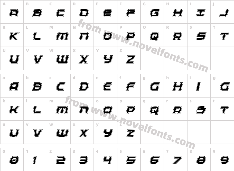 Federal Service Academy ItalicCharacter Map