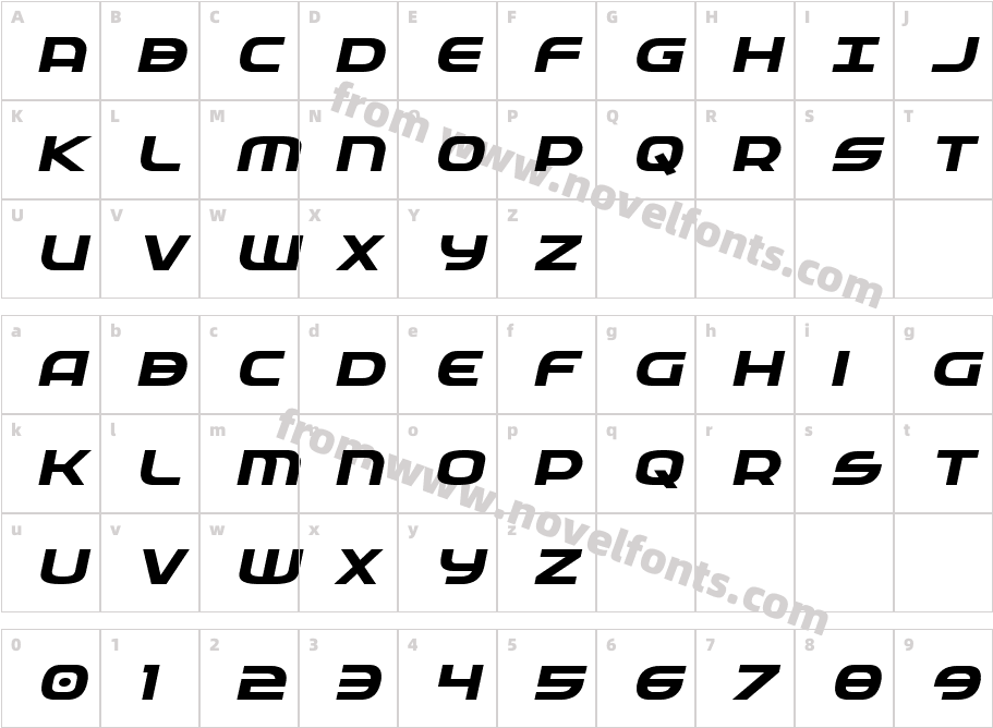 Federal Service Expanded Bold ItalicCharacter Map