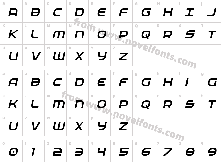 Federal Service Light ItalicCharacter Map