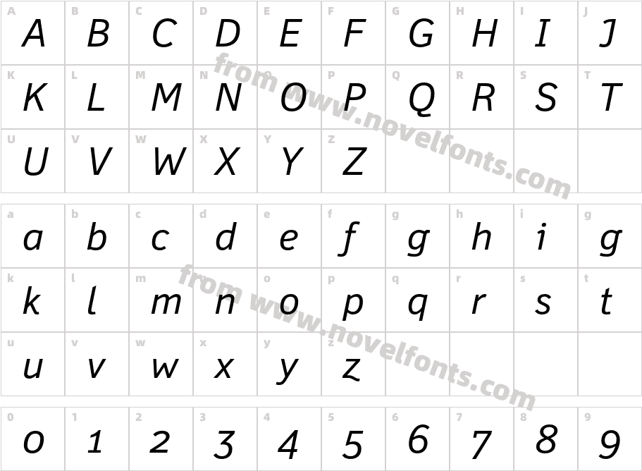 FelbridgeStd-ItalicCharacter Map