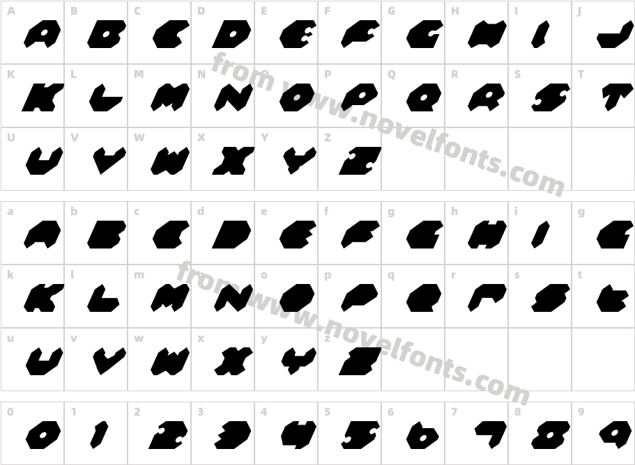 Feldercarb ItalicCharacter Map