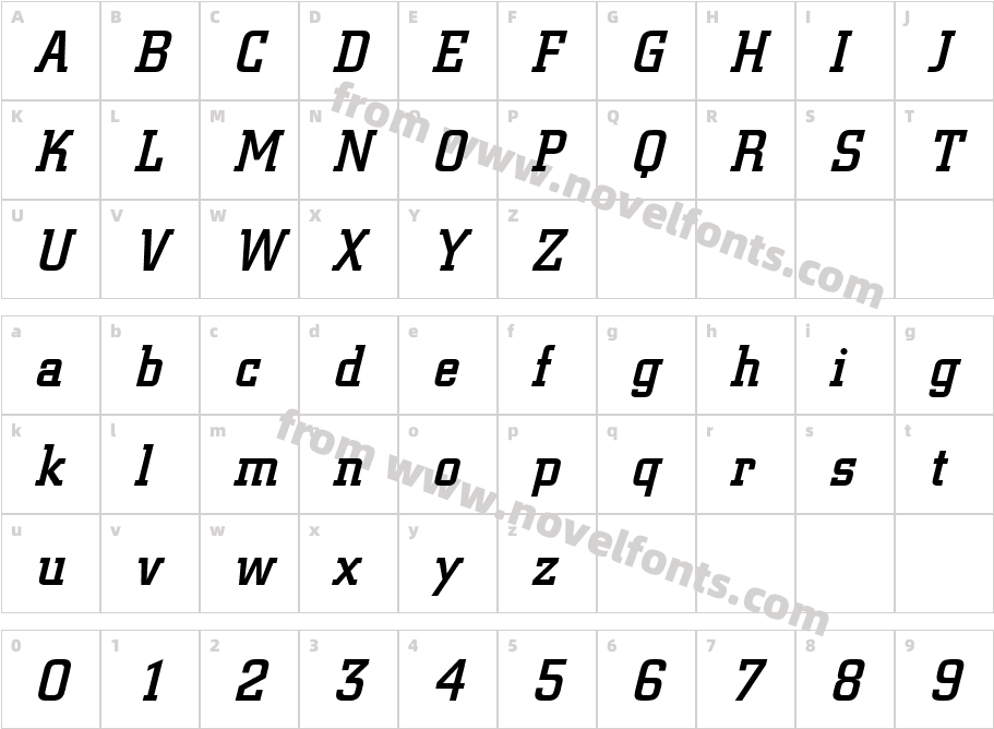 City MediumItalicCharacter Map