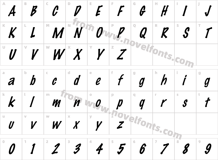 FeltMark ItalicCharacter Map