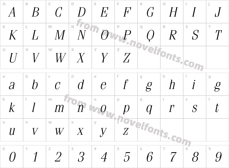 Fenice-LightObliqueCharacter Map