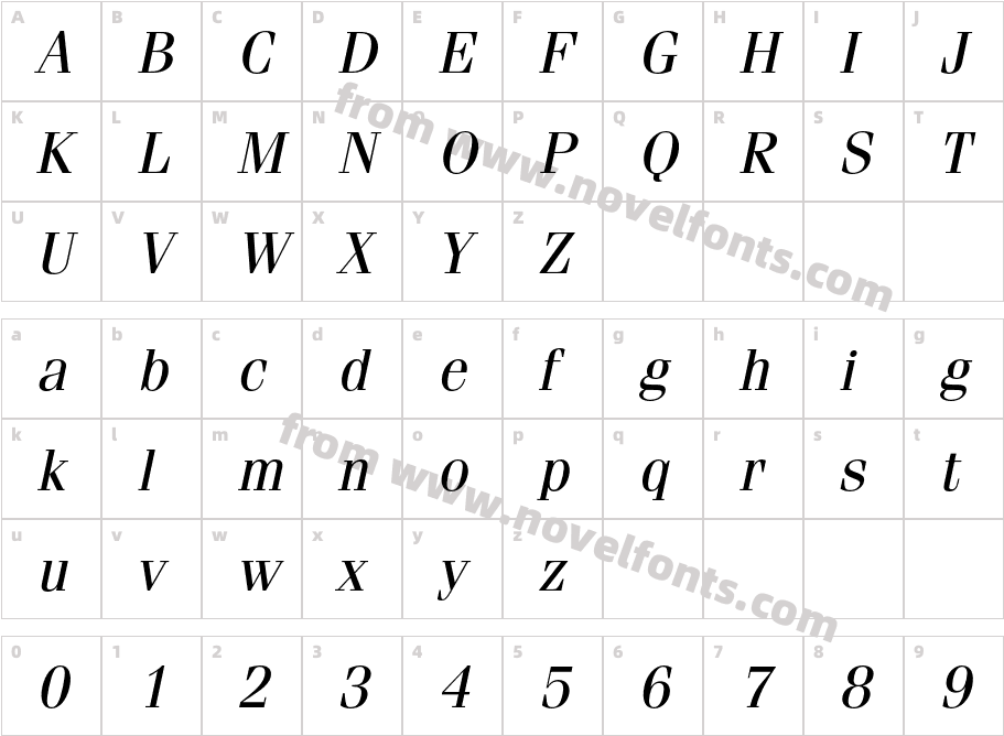 Fenice-RegularObliqueCharacter Map