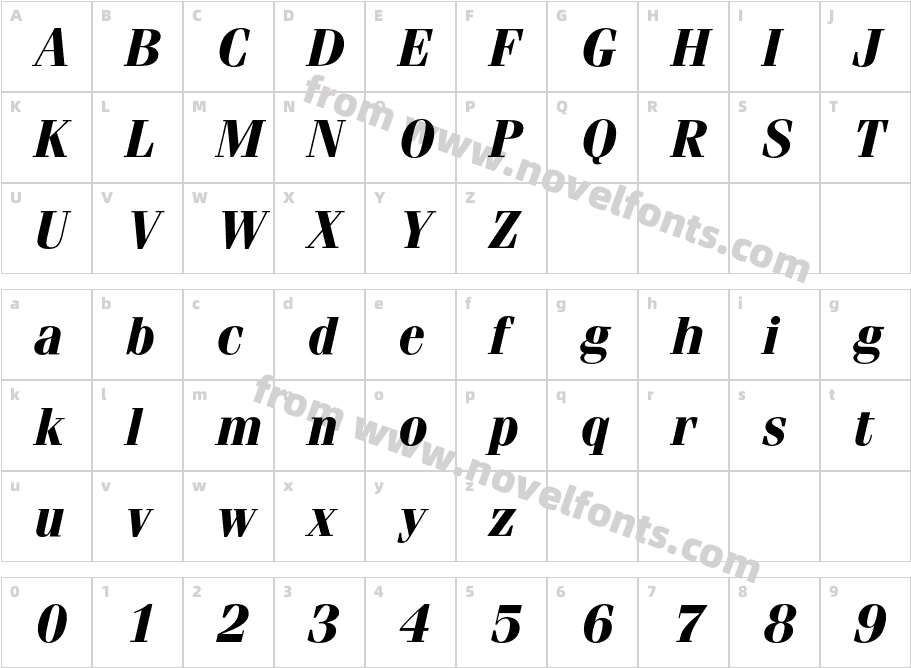 FeniceBQ-BoldItalicCharacter Map