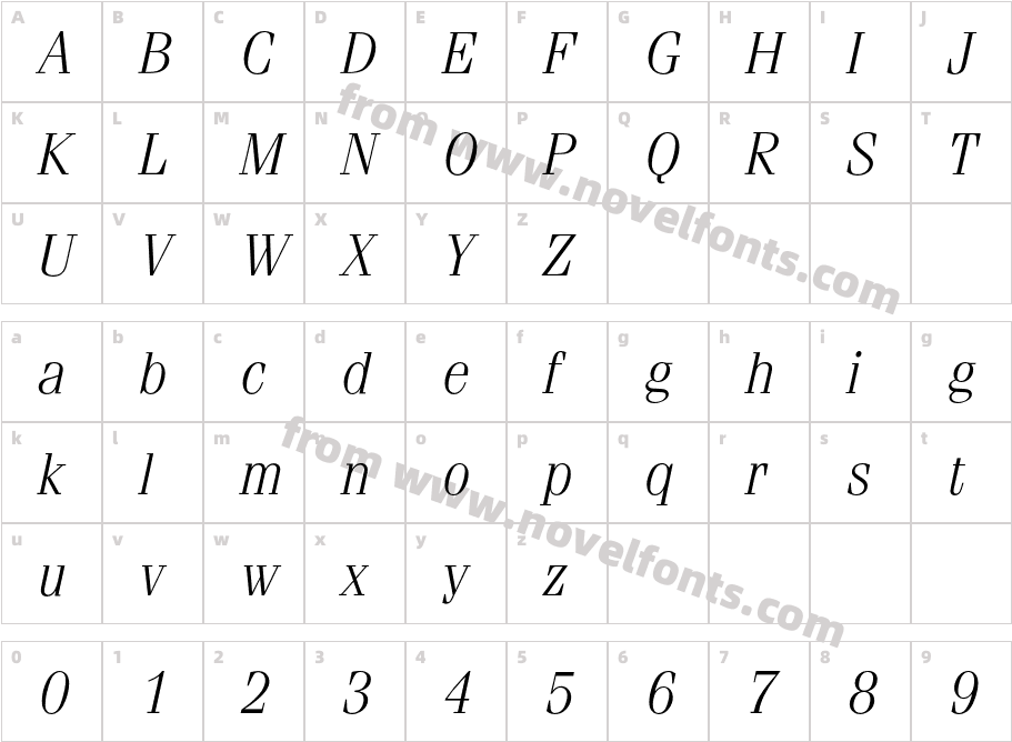 FeniceBQ-LightItalicCharacter Map