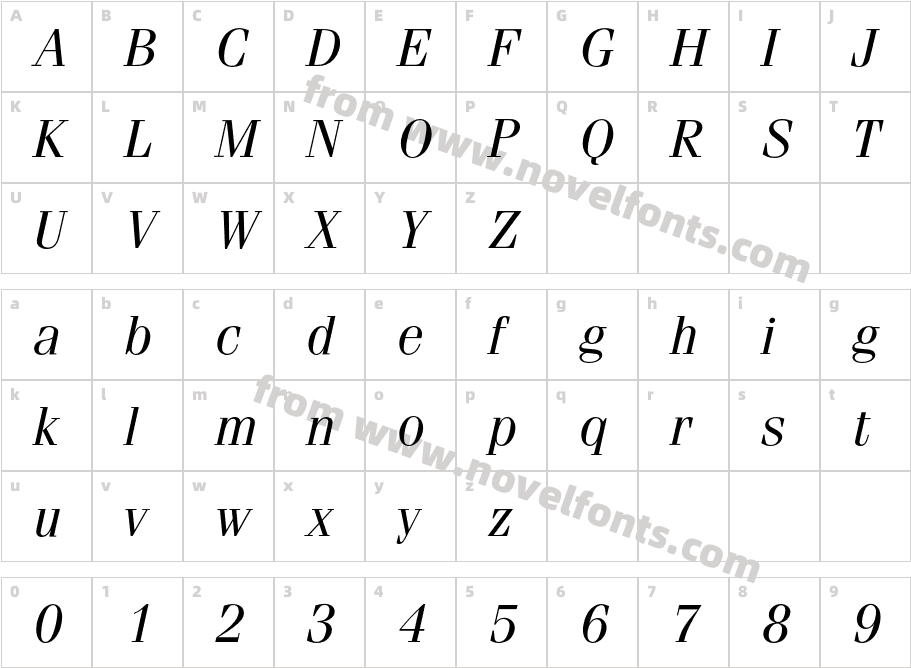 FeniceBQ-RegularItalicCharacter Map