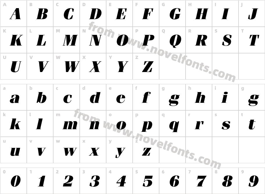 FeniceBQ-UltraItalicCharacter Map