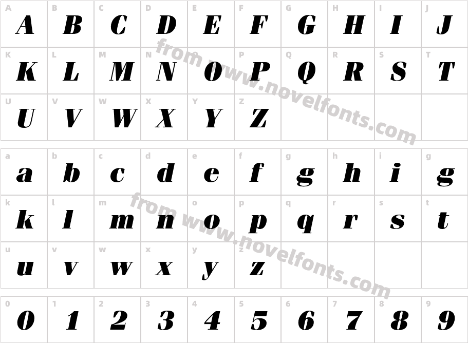 FeniceEF-UltraItalicCharacter Map