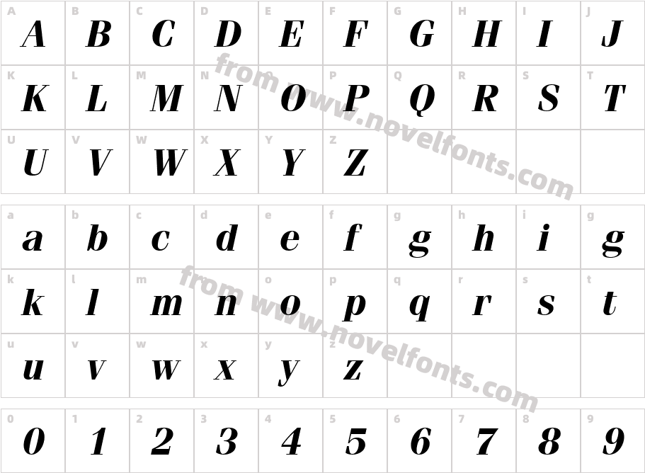 FeniceITCbyBT-BoldItalicCharacter Map