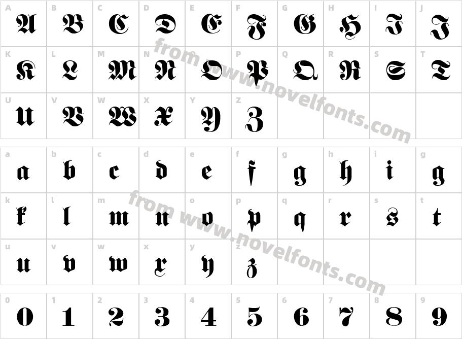 Fette classic UNZ FrakturCharacter Map