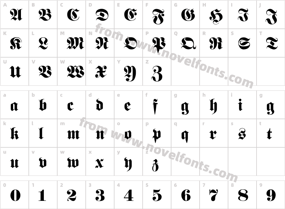 FetteFrakturCharacter Map