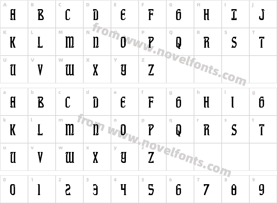 Fiddler's Cove CondensedCharacter Map