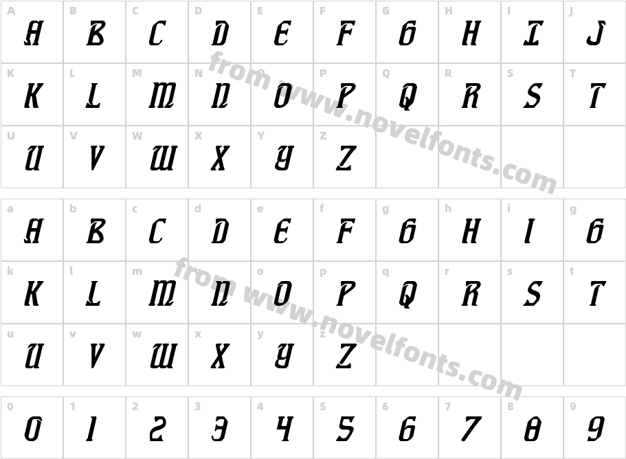 Fiddler's Cove ItalicCharacter Map