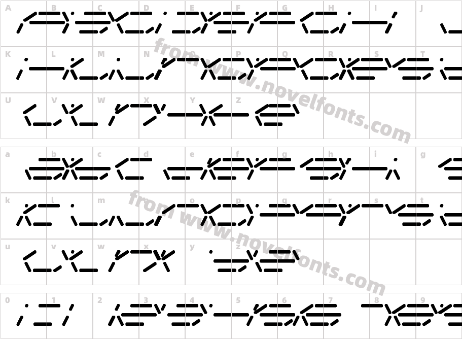 Fifteen Segment Rush Mono LDR RegularCharacter Map