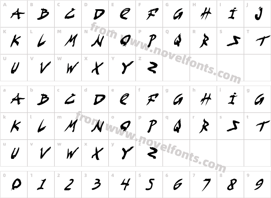 Fight Kid Condensed ItalicCharacter Map