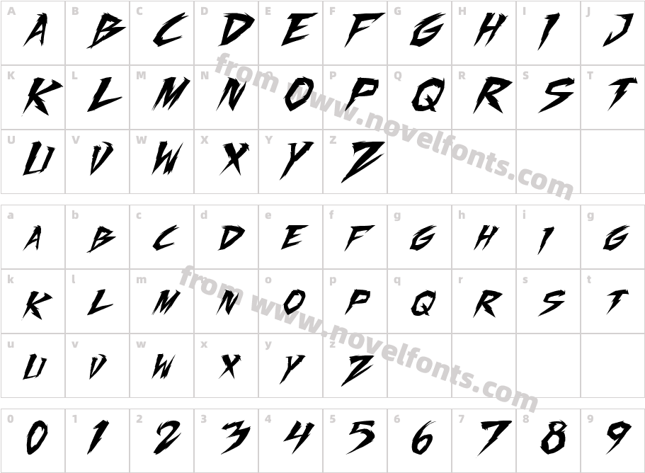 Fighting Spirit turbo ItalicCharacter Map