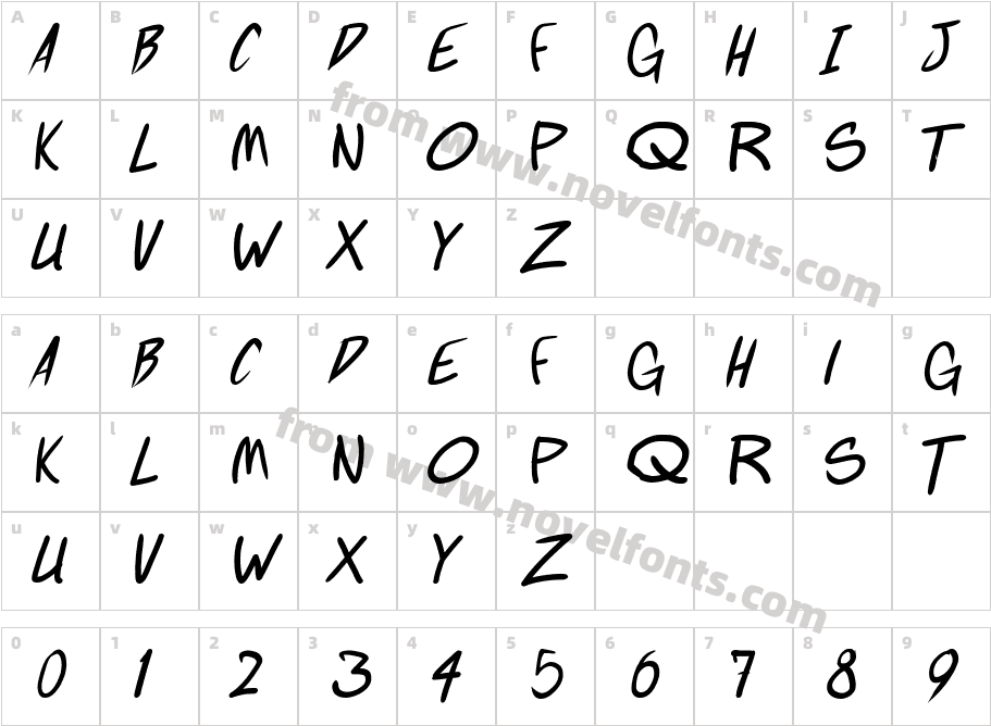 Fighting wordz ItalicCharacter Map