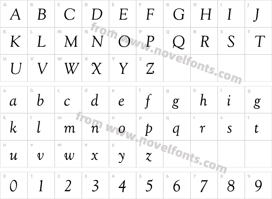 Filco Olde Style ItalicCharacter Map