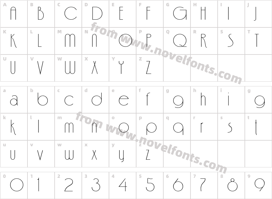 Fina RegularCharacter Map