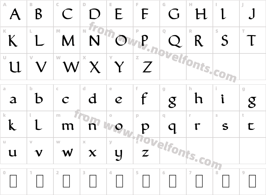 FinalRoman MediumCharacter Map