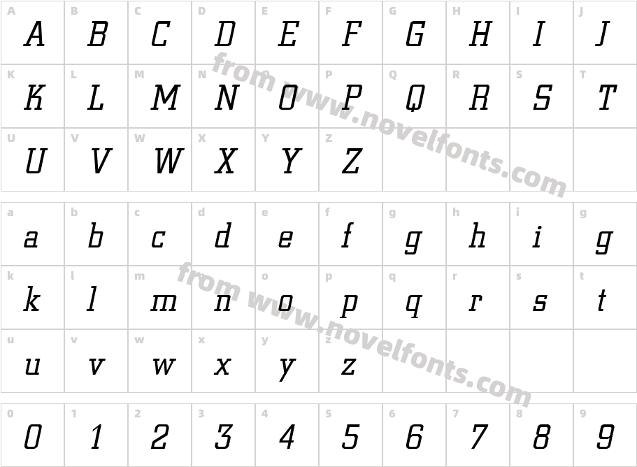 Civic ItaliqueCharacter Map