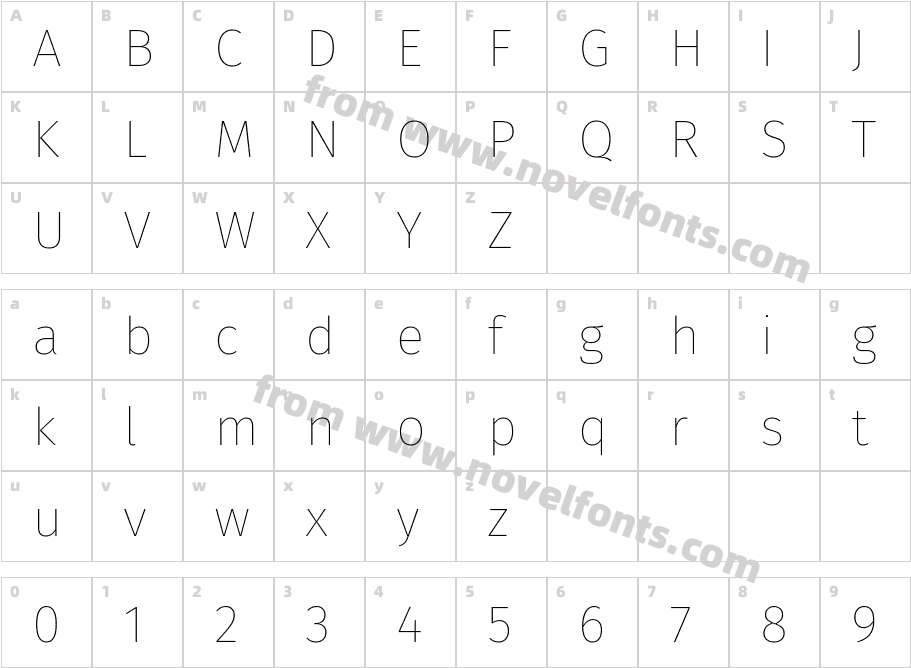 Fira Sans ThinCharacter Map