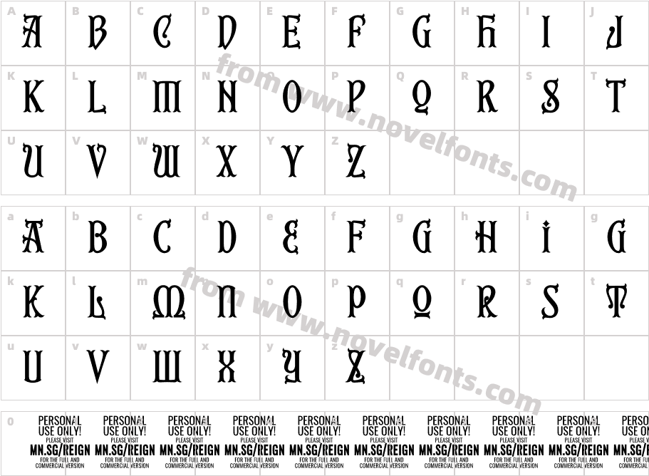 First Reign PERSONAL USE ONLY BoldCharacter Map