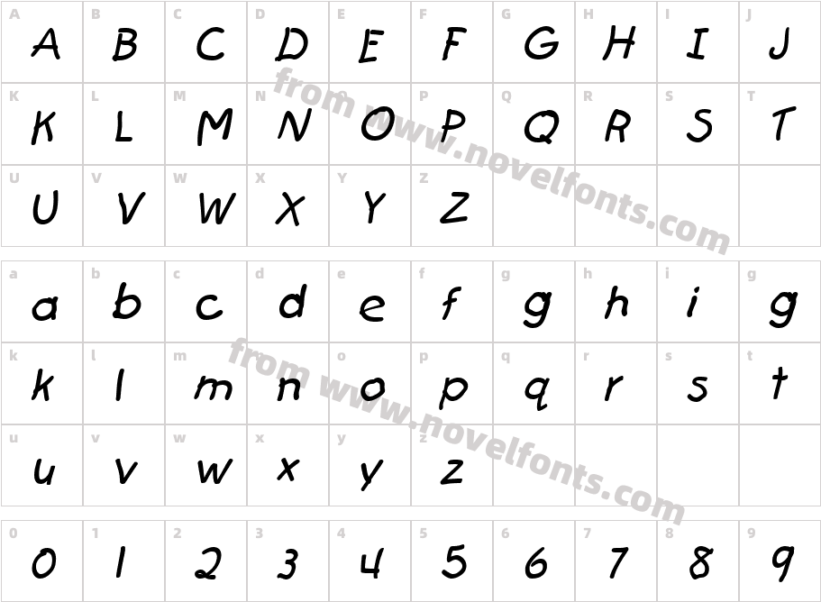 FirstGrader ItalicCharacter Map