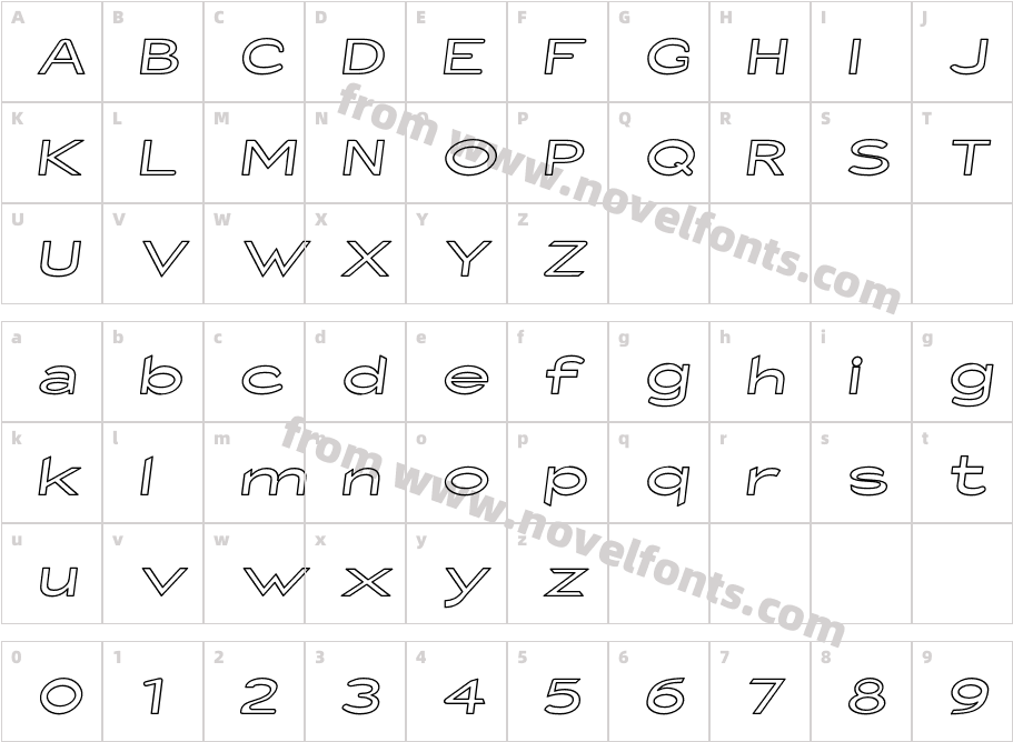 Fisherman Sans Net ObliqueCharacter Map