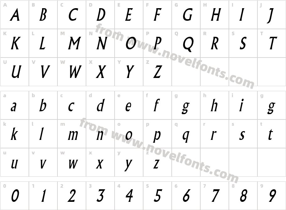 Flair Thin ItalicCharacter Map