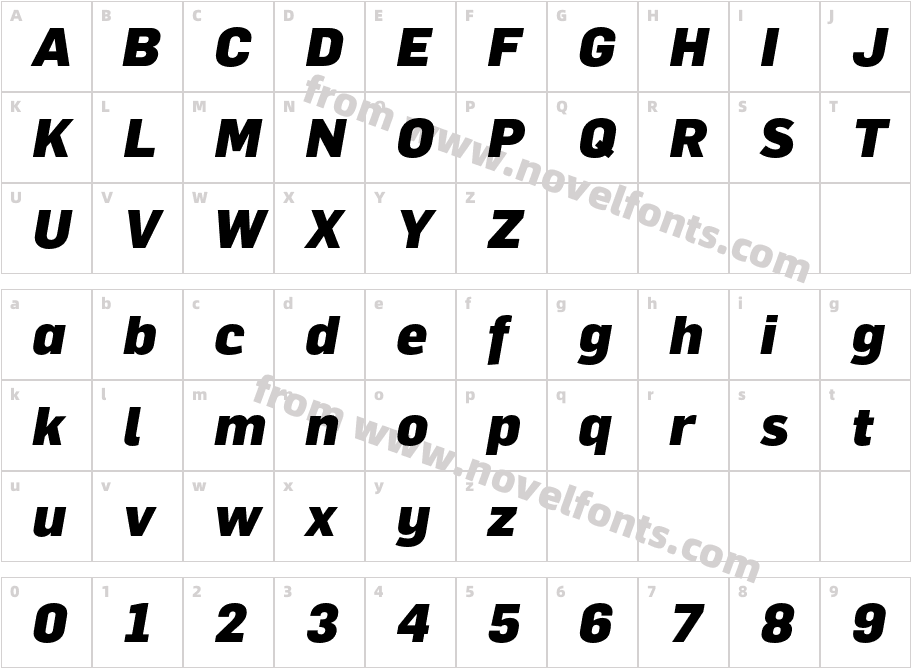 FlamaBlack-ItalicCharacter Map